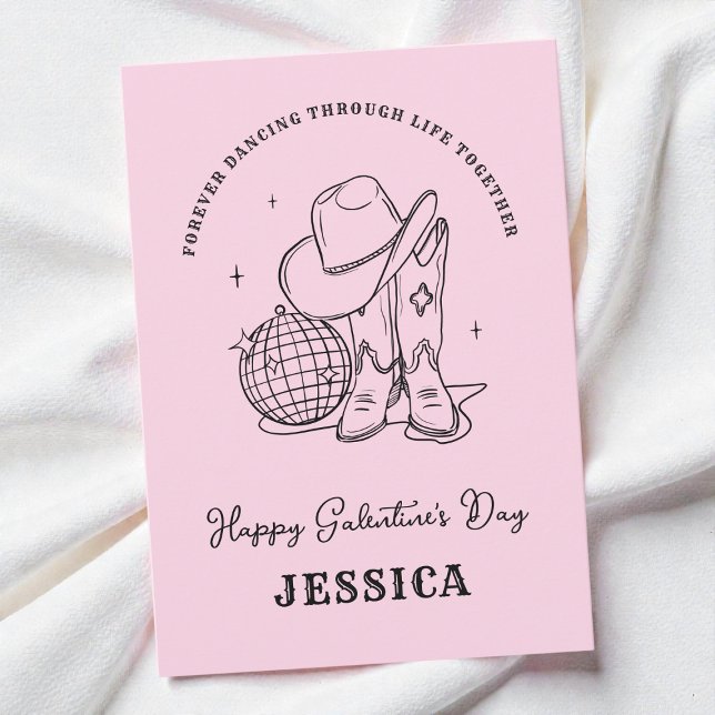 Western Pink Bff Script Happy Galentine's Day Holiday Card (Western Pink Bff Script Happy Galentine's Day Holiday Card)