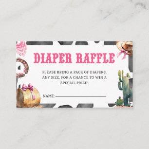 Western Pink Cowgirl Baby Shower Diaper Raffle Enclosure Card