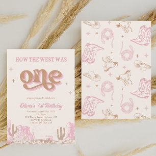 Western Pink Cowgirl First Birthday  Invitation