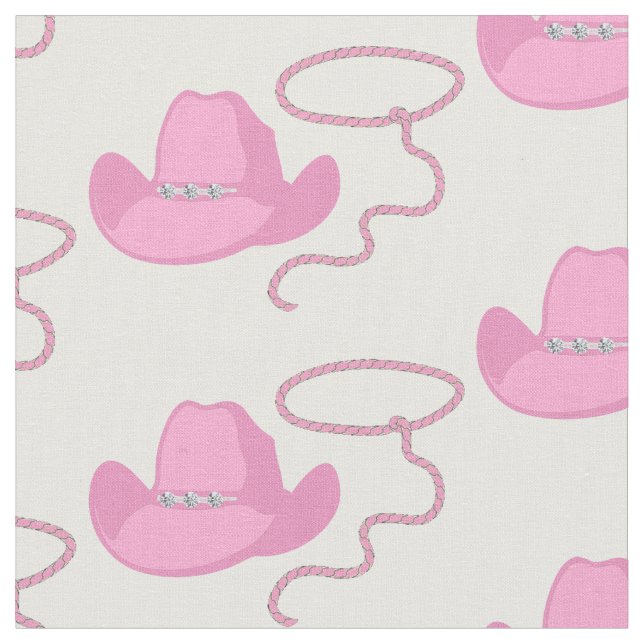 Western Pink Cowgirl Hat And Rope Fabric (Close Up)