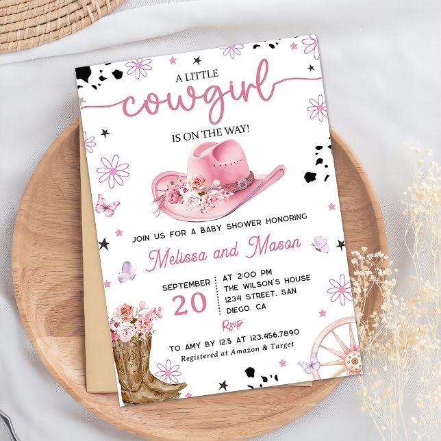 Western Pink Cowgirl Rodeo Ranch Baby Shower Invitation (Creator Uploaded)