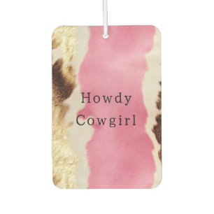 Western Pink Cream Gold Cowgirl Cowhide Car Air Freshener