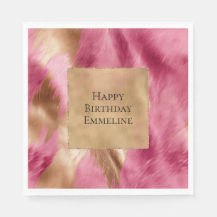 Western Pink Gold Brown Cowgirl Cowhide Napkin