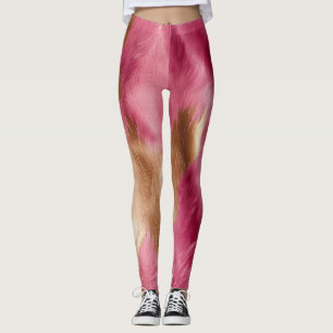Western Pink Gold Cowgirl Cowhide Leggings