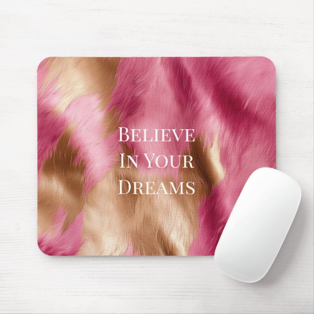 Western Pink Gold Cowgirl Cowhide Mouse Pad (With Mouse)