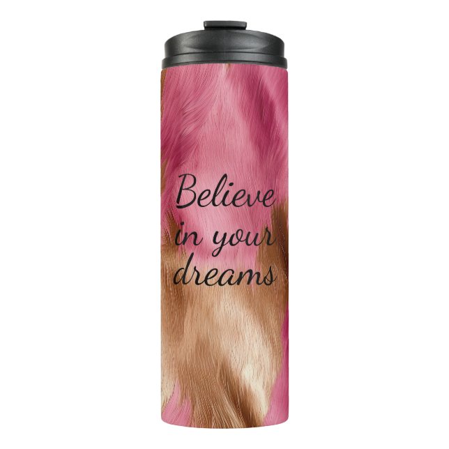 Western Pink Gold Cowgirl Cowhide Thermal Tumbler (Front)