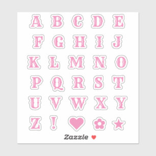 Western Pink Letters   Monogram Alphabet Stickers