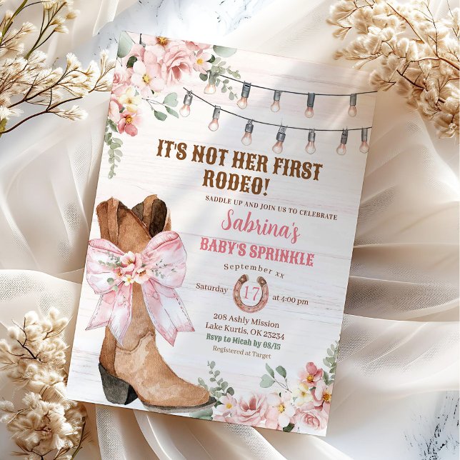 Western Pink Not Her First Rodeo Baby Sprinkle Invitation (Creator Uploaded)