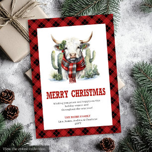 Western Plaid Buffalo Christmas Greeting Card