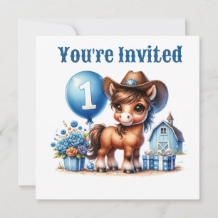 Western Pony First Birthday Invitation