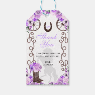Western Purple Ranchero Quinceanera Gift Tags