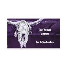 Western Purple White Rustic Bull Cow Skull Barn