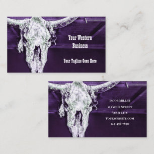 Western Purple White Rustic Bull Cow Skull Barn Business Card