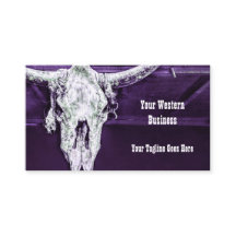 Western Purple White Rustic Bull Cow Skull Barn