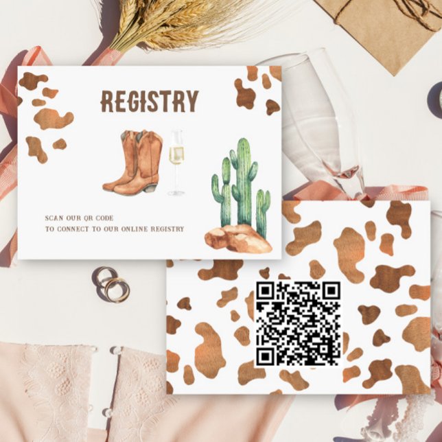 Western - QR Code Bridal Shower Registry  Enclosure Card (Creator Uploaded)