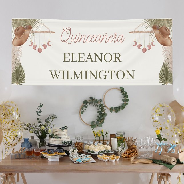 Western Quinceanara Boho Pampas Grass Personalised Banner (Creator Uploaded)