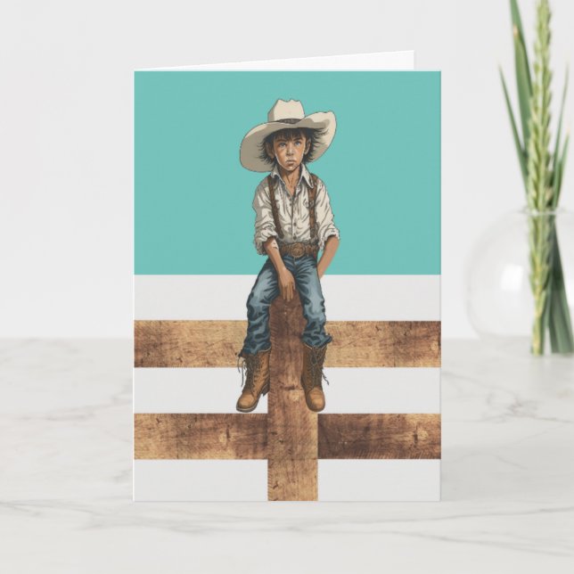 Western Ranch Cowboy Illustration – Country Style  Card (Front)