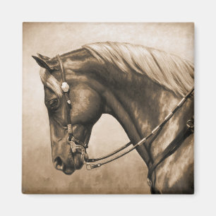Western Ranch Horse Old Photo Sepia Magnet