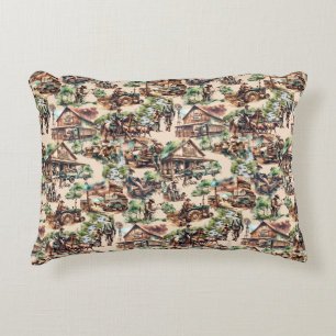 Western Ranch or Country Farm Scene Decorative Cushion