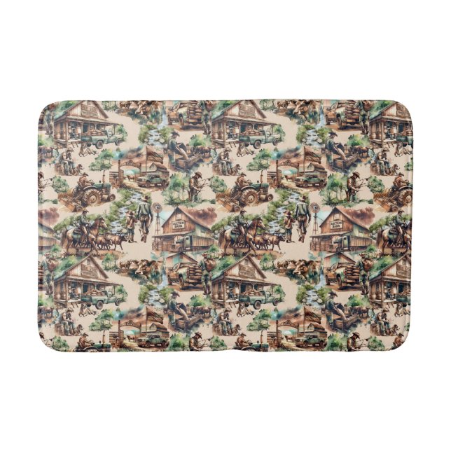 Western Ranch or Country Farm Scenes Bath Mat (Front)