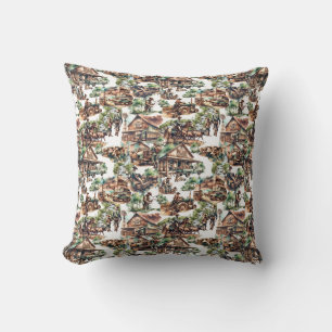 Western Ranch or Country Farm Scenes Cushion