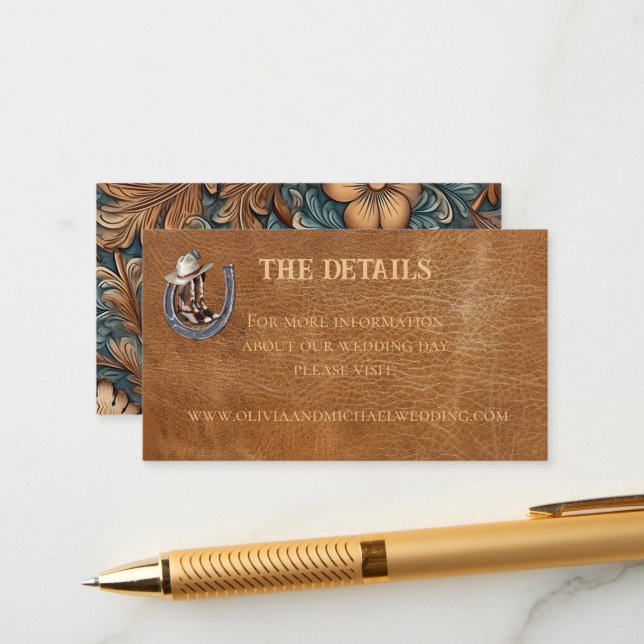 Western Ranch Wedding Details Card (Front/Back In Situ)