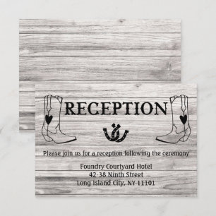 Western Reception Cowboy Boot Country Wedding Wood Invitation