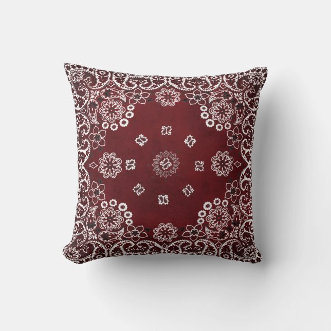 Western Red Bandanna Throw Pillows (Front)