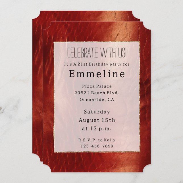 Western Red Cowhide  Invitation (Front/Back)