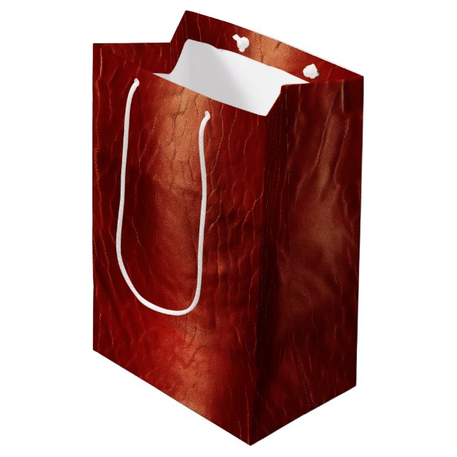 Western Red Cowhide Medium Gift Bag (Front Angled)