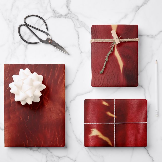 Western Red Cowhide Wrapping Paper Sheet (Front)