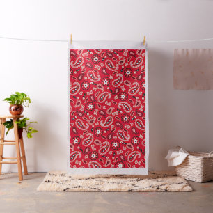 Western Red Paisley Fabric