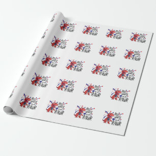 Western Red White Rawr Dinosaur Wrapping Paper