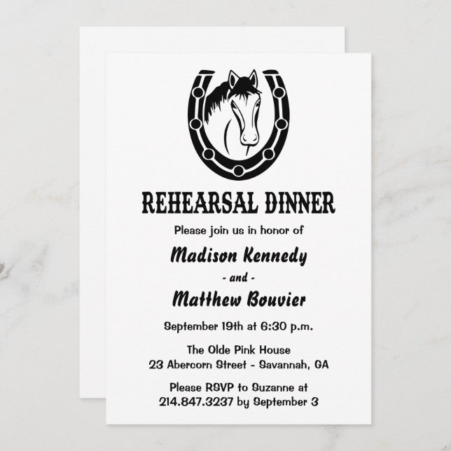 Western Rehearsal Dinner Horse Rustic Wedding Invitation (Front/Back)