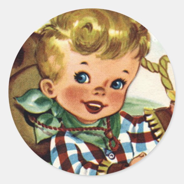 Western Retro Lil' Cowboy 1 Fun Stickers (Front)