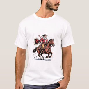 Western Riding Rodeo Horse Cowboy Santa Christmas T-Shirt