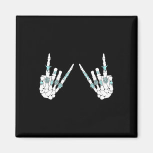 Western Rock On Skeleton Hands Rock And Roll Cowbo Magnet