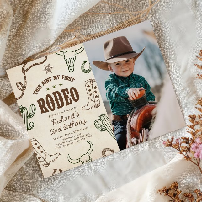 Western Rodeo 2nd Birthday Photo Invitation (Creator Uploaded)