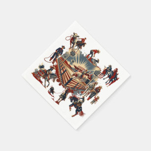 Western Rodeo Arena Cowboy Cowgirl Rodeo Events Napkin