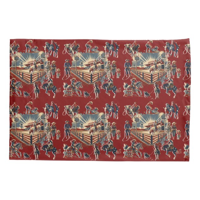 Western Rodeo Arena Cowboy Cowgirl Rodeo Events Pillowcase (Back)