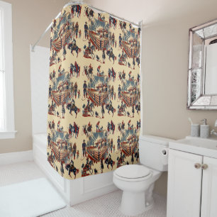 Western Rodeo Arena Cowboy Cowgirl Rodeo Events Shower Curtain