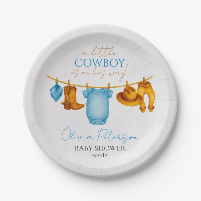 Western Rodeo Baby Shower Plates for Boys (Front)