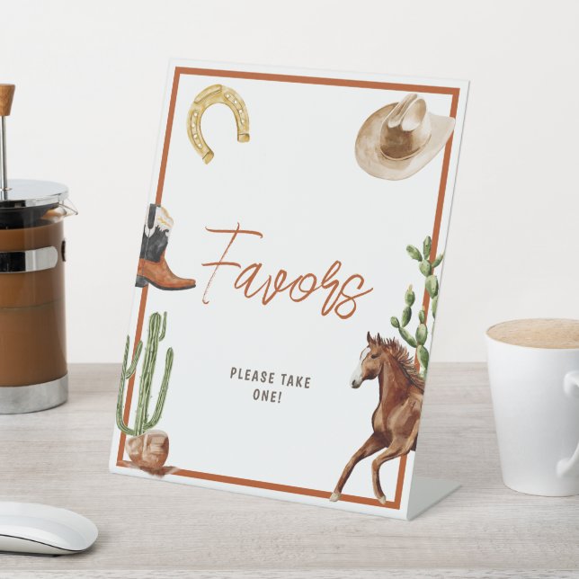 Western Rodeo Boy Shower Favours Pedestal Sign (In SItu)