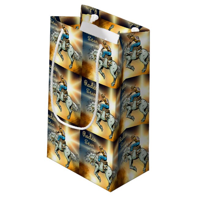 Western Rodeo Bronc Rider Gift Bag (Back Angled)