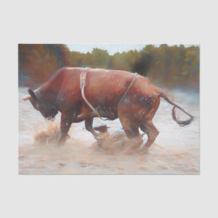 Western Rodeo Bull Country Rustic Tissue Paper