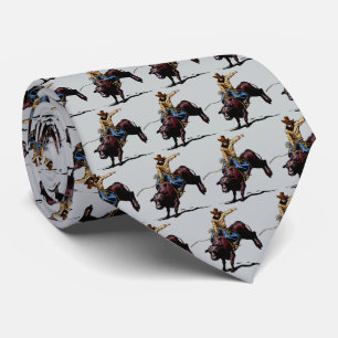 Western Rodeo Bull Riding Mens Necktie