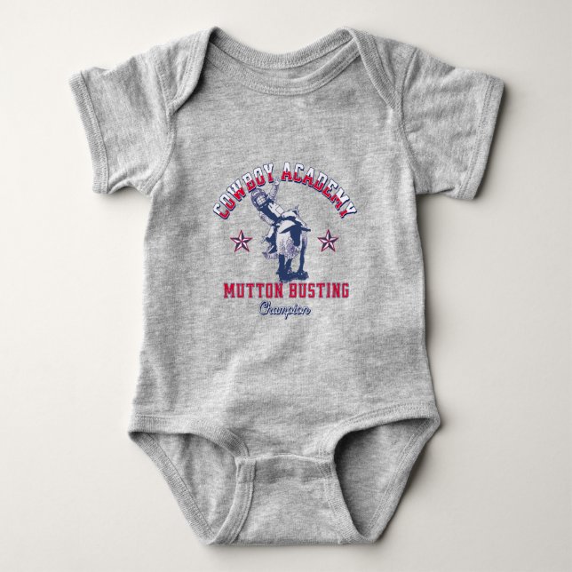 Western Rodeo Cowboy Academy Mutton Busting Kids  Baby Bodysuit (Front)