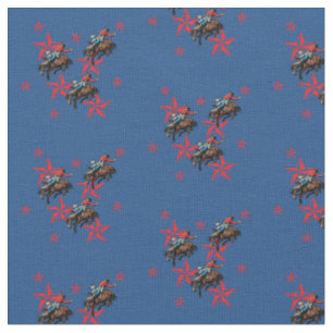 Western Rodeo Cowboy Bareback Bronc Horse Rider Fabric