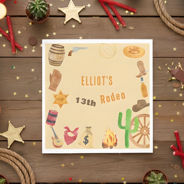 Western rodeo cowboy birthday napkin (Creator Uploaded)