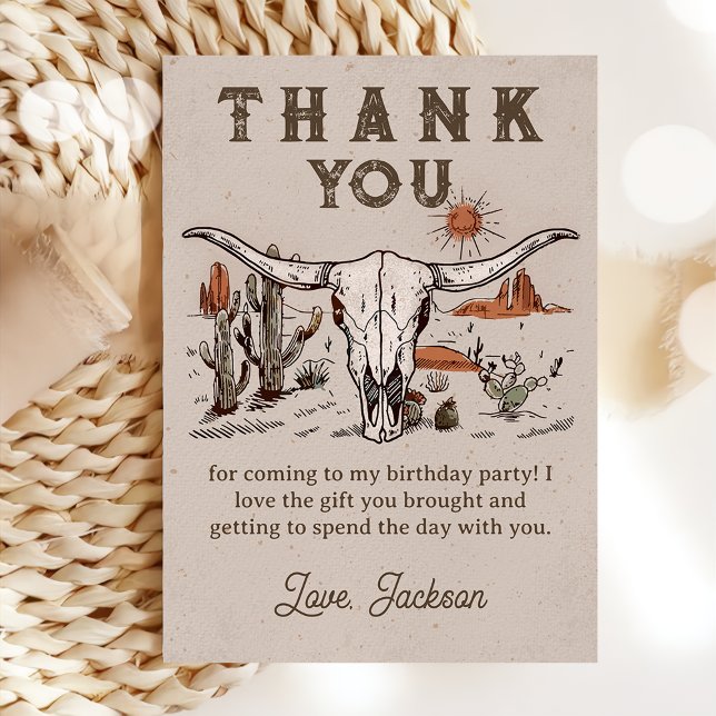 Western Rodeo Cowboy Birthday Thank You Card (Creator Uploaded)